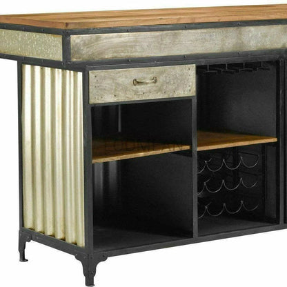 70" Mancave Farmhouse Industrial Home Wine Bar with Wine Rack Home Bar Islands LOOMLAN By LOOMLAN