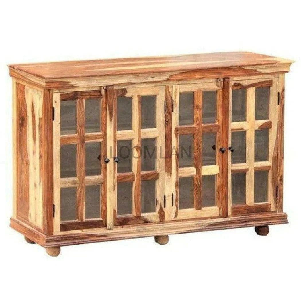 LOOMLAN Farmhouse Glass Doors Wooden Cabinet