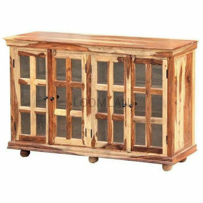 LOOMLAN Farmhouse Glass Doors Wooden Cabinet