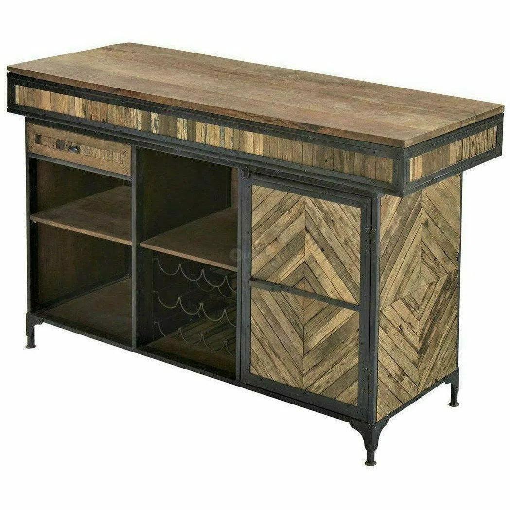 70" Rustic Mancave Home Bar Island Server Counter Jack Home Bar Islands LOOMLAN By LOOMLAN