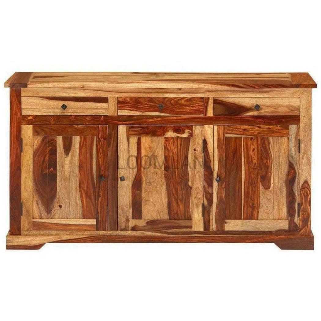 70" Two Tone Wood Rustic Sideboard Cabinet 3 Storage Drawers Sideboards LOOMLAN By LOOMLAN