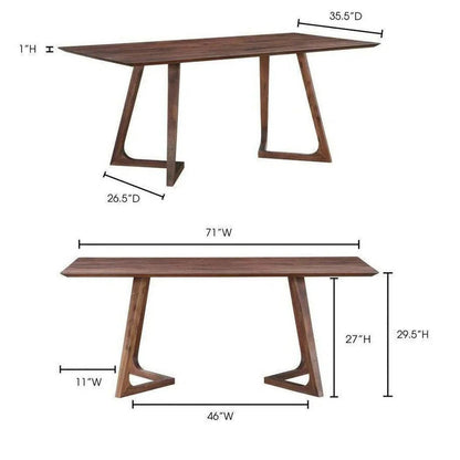 Moe's Home Dining Table Rectangular Brown Mid-Century
