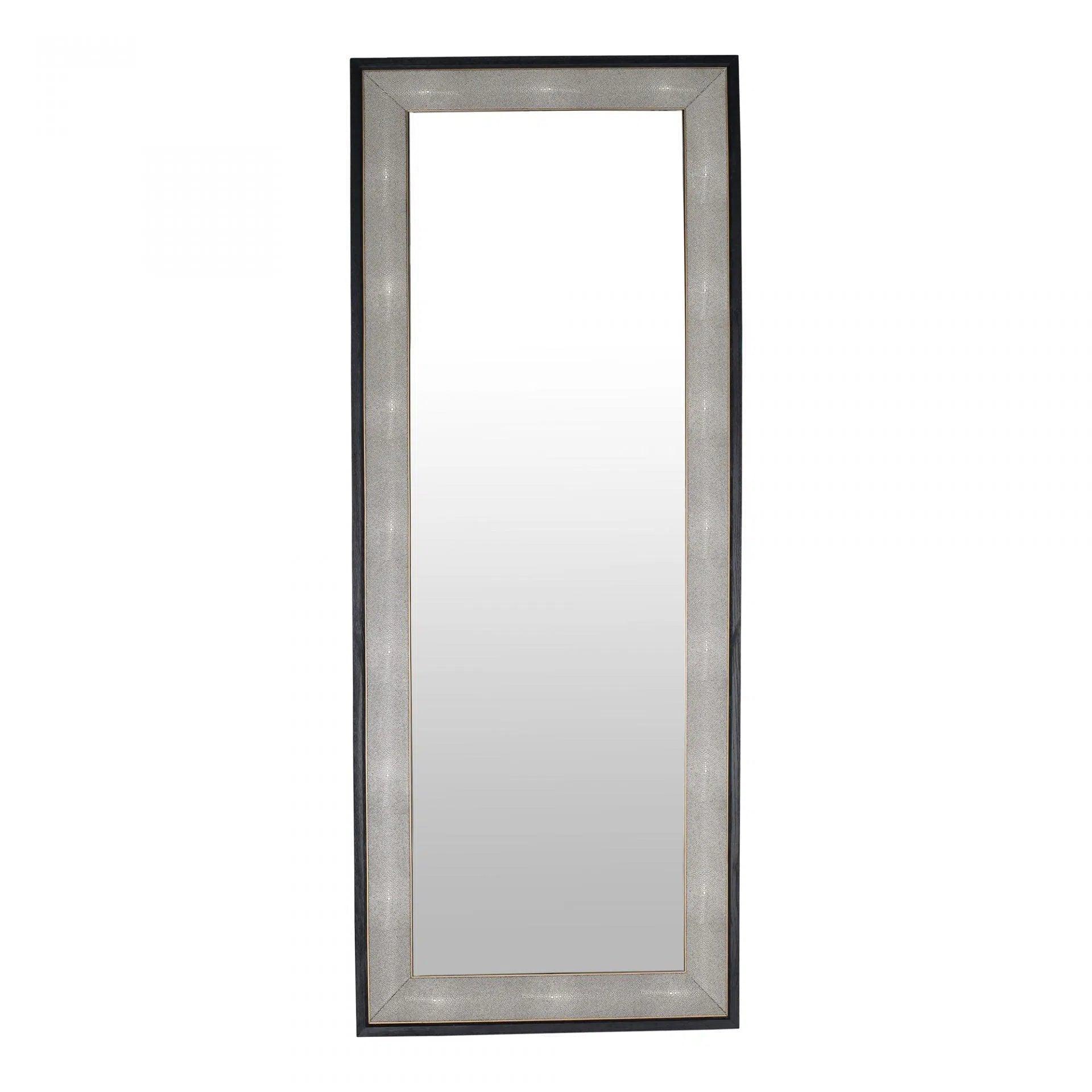 78" Grey Shagreen Gold Accents Retro Leaner Floor Mirror Floor Mirrors LOOMLAN By Moe's Home