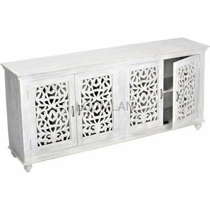 80" White Sideboard Hand Carved Buffet Storage Solution Sideboards LOOMLAN By LOOMLAN