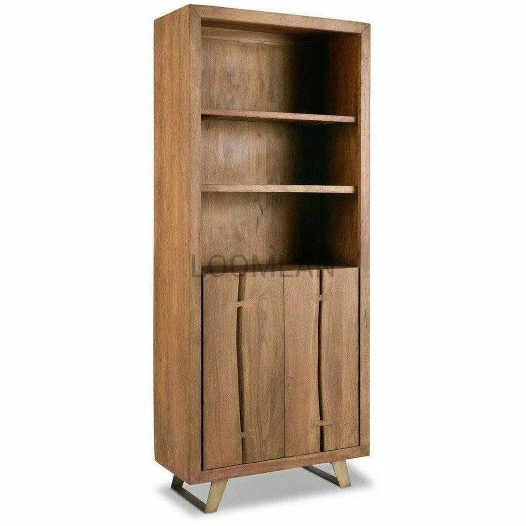 80x34" Rustic Live Edge Bookcase Buffet Modern Alaska Bookcases LOOMLAN By LOOMLAN