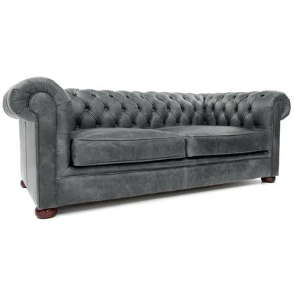 Uptown Sebastian Gary Slate Grey Chesterfield Leather Sofa Made to Order