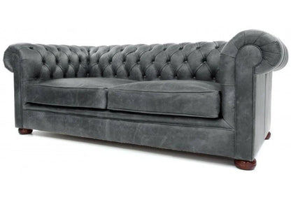 Uptown Sebastian Gary Slate Grey Chesterfield Leather Sofa Made to Order