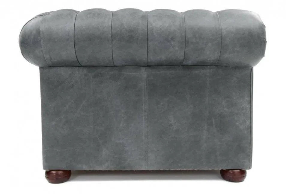 Uptown Sebastian Gary Slate Grey Chesterfield Leather Sofa Made to Order