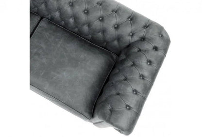 Uptown Sebastian Gary Slate Grey Chesterfield Leather Sofa Made to Order