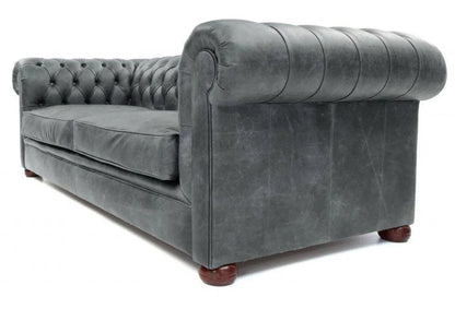 Uptown Sebastian Gary Slate Grey Chesterfield Leather Sofa Made to Order
