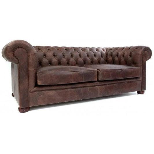 Uptown Sebastian Roger Brown Chesterfield Leather Sofa Made to Order