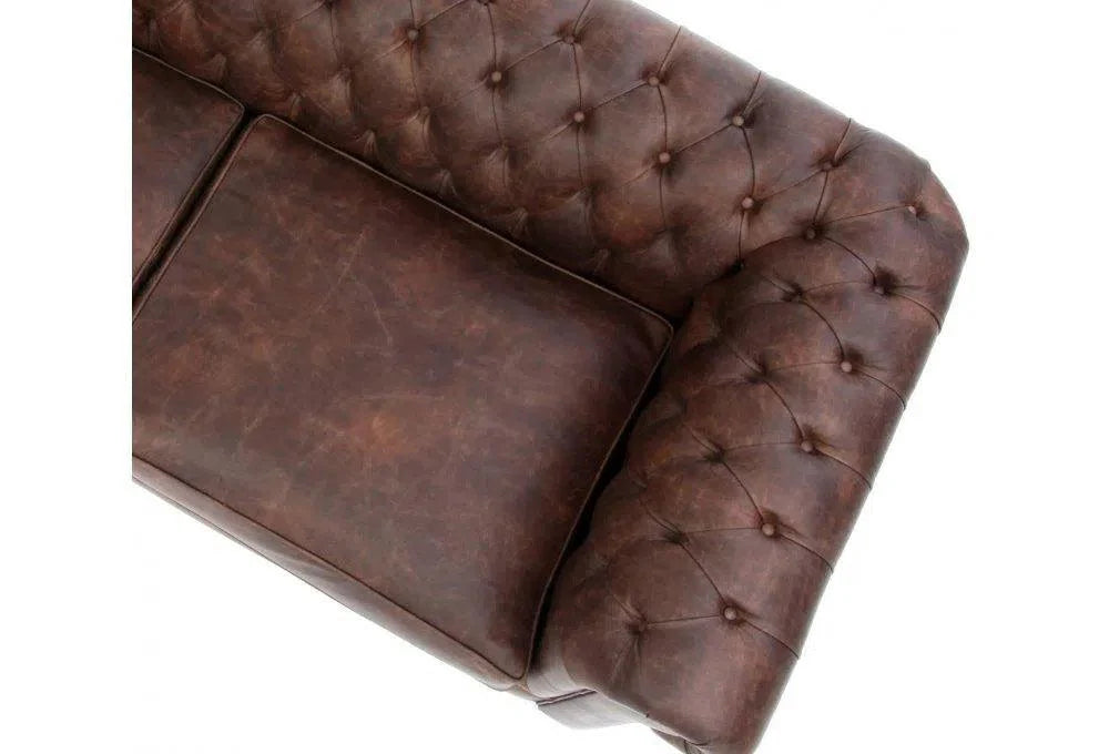 Uptown Sebastian Roger Brown Chesterfield Leather Sofa Made to Order