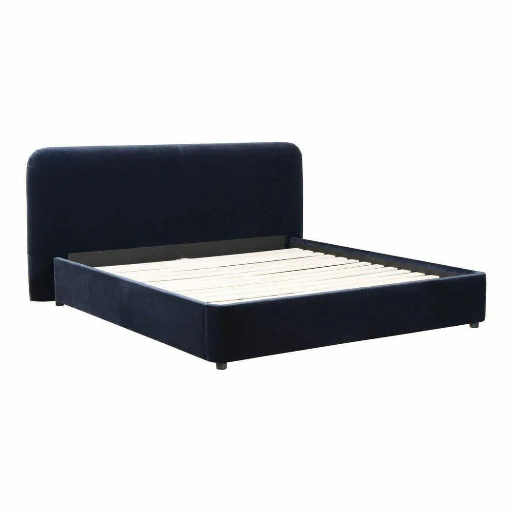 90.5 Inch King Bed Blue Velvet Contemporary Beds LOOMLAN By Moe's Home