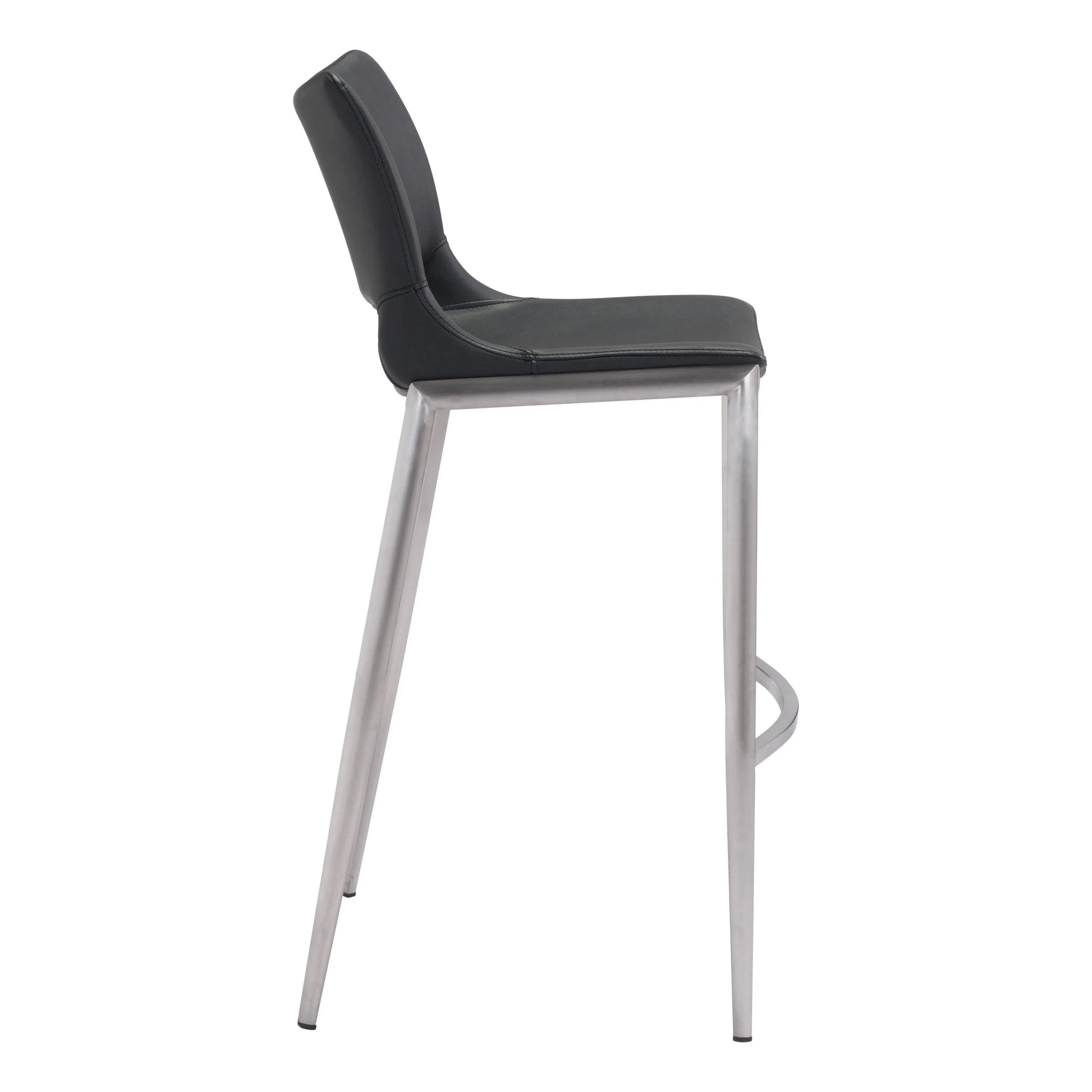 Ace Black & Silver Bar Chair (Set of 2) Bar Stools LOOMLAN By Zuo Modern