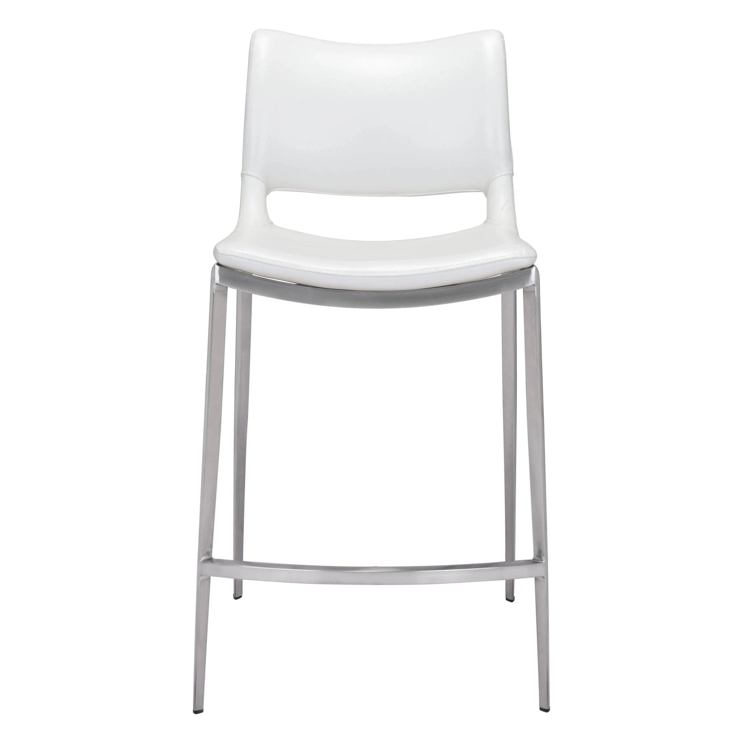 Ace Counter Chair (Set of 2) White & Silver Counter Stools LOOMLAN By Zuo Modern