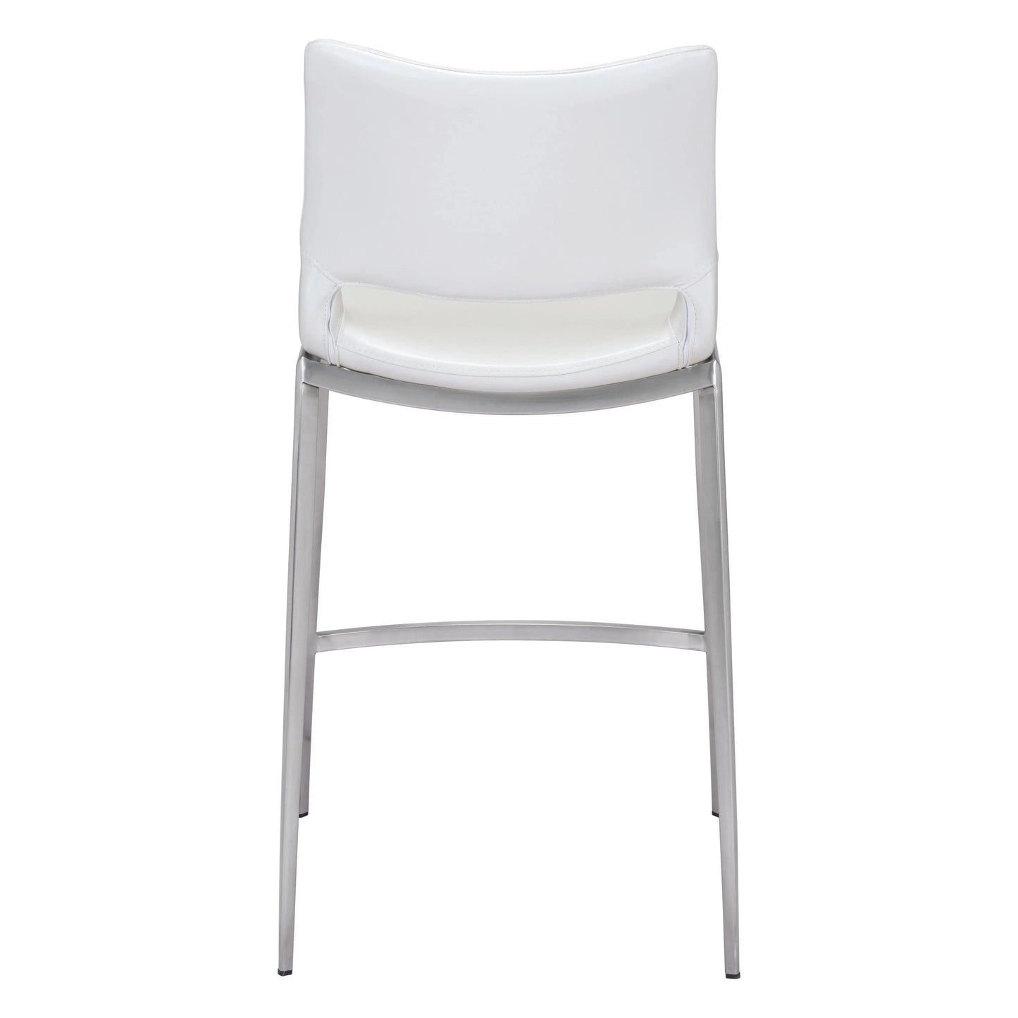 Ace Counter Chair (Set of 2) White & Silver Counter Stools LOOMLAN By Zuo Modern