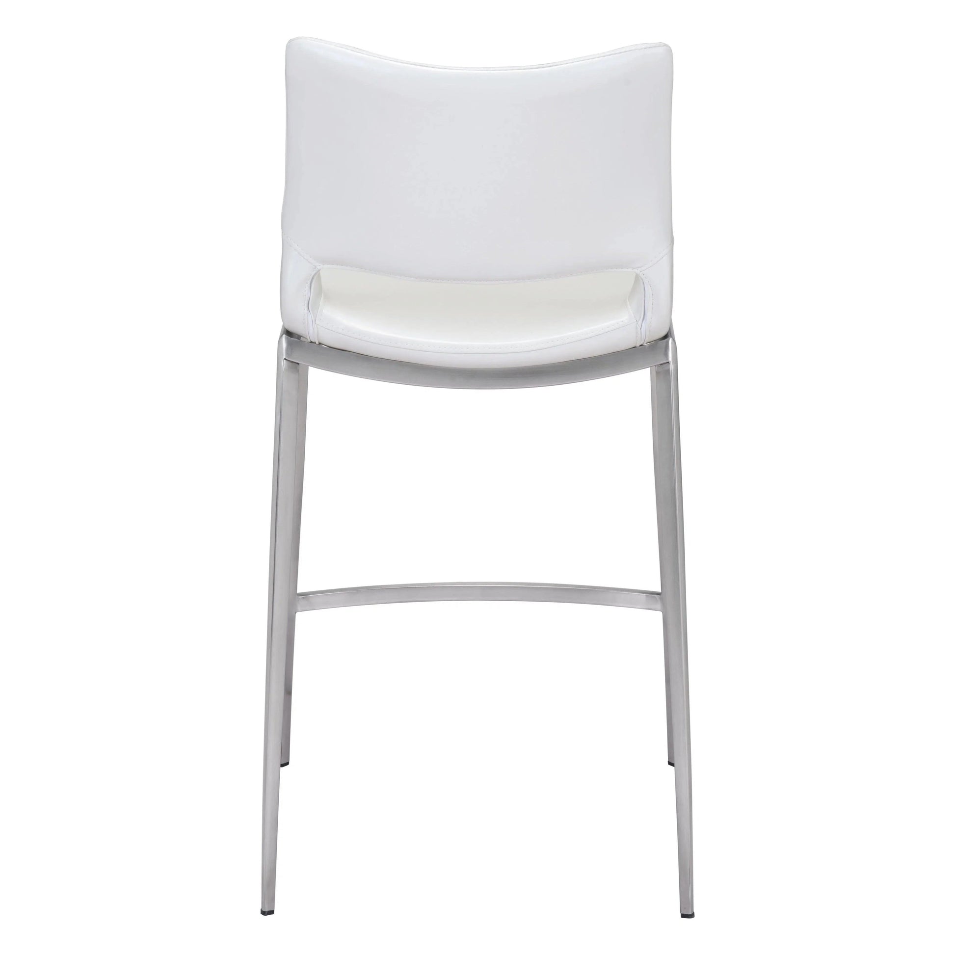 Ace Counter Chair (Set of 2) White & Silver Counter Stools LOOMLAN By Zuo Modern