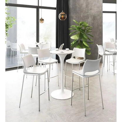 Ace White & Silver Bar Chair (Set of 2) Bar Stools LOOMLAN By Zuo Modern