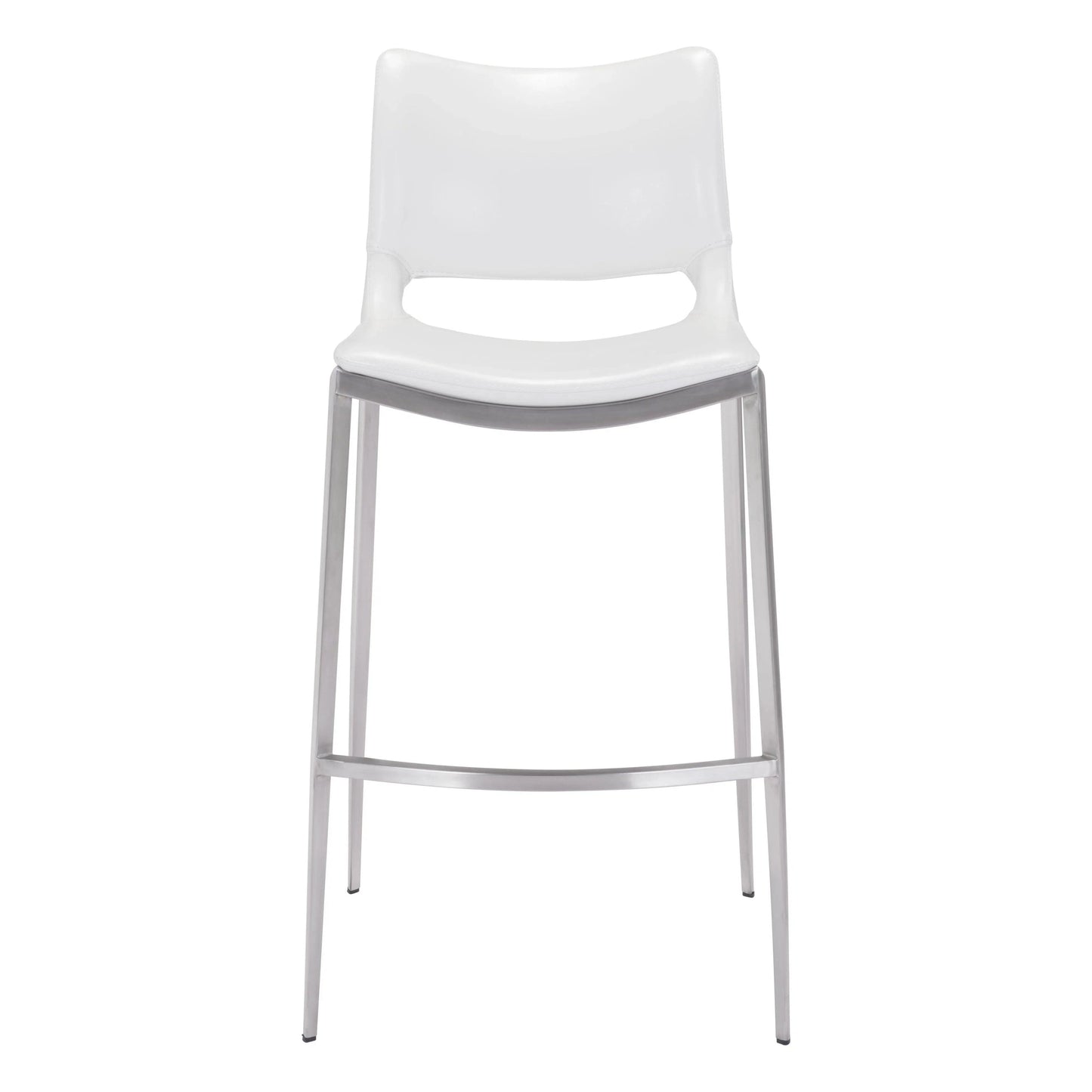 Ace White & Silver Bar Chair (Set of 2) Bar Stools LOOMLAN By Zuo Modern