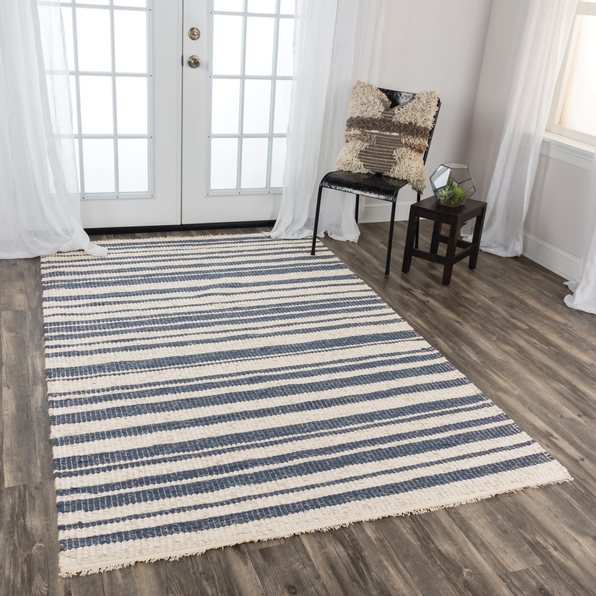 Acum Stripe Blue Area Rugs For Living Room Area Rugs LOOMLAN By LOOMLAN