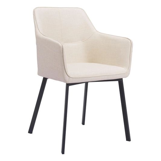 Adage Beige Dining Chair with Steel Frame Dining Chairs LOOMLAN By Zuo Modern