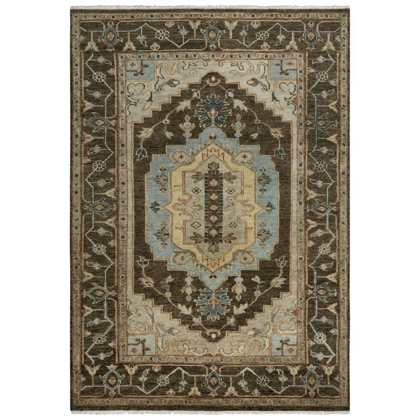 Ados Medallion Dark Brown Large Area Rugs For Living Room Area Rugs LOOMLAN By LOOMLAN