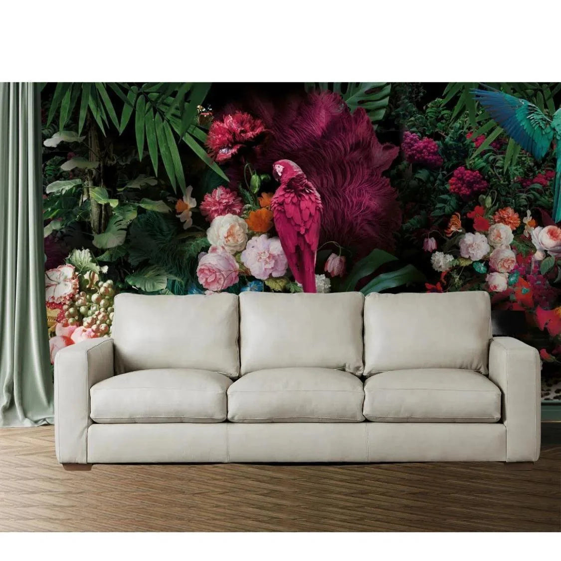 Alabama High Back Leather Sofa Light Gray Made In the USA Sofas & Loveseats LOOMLAN By Uptown Sebastian