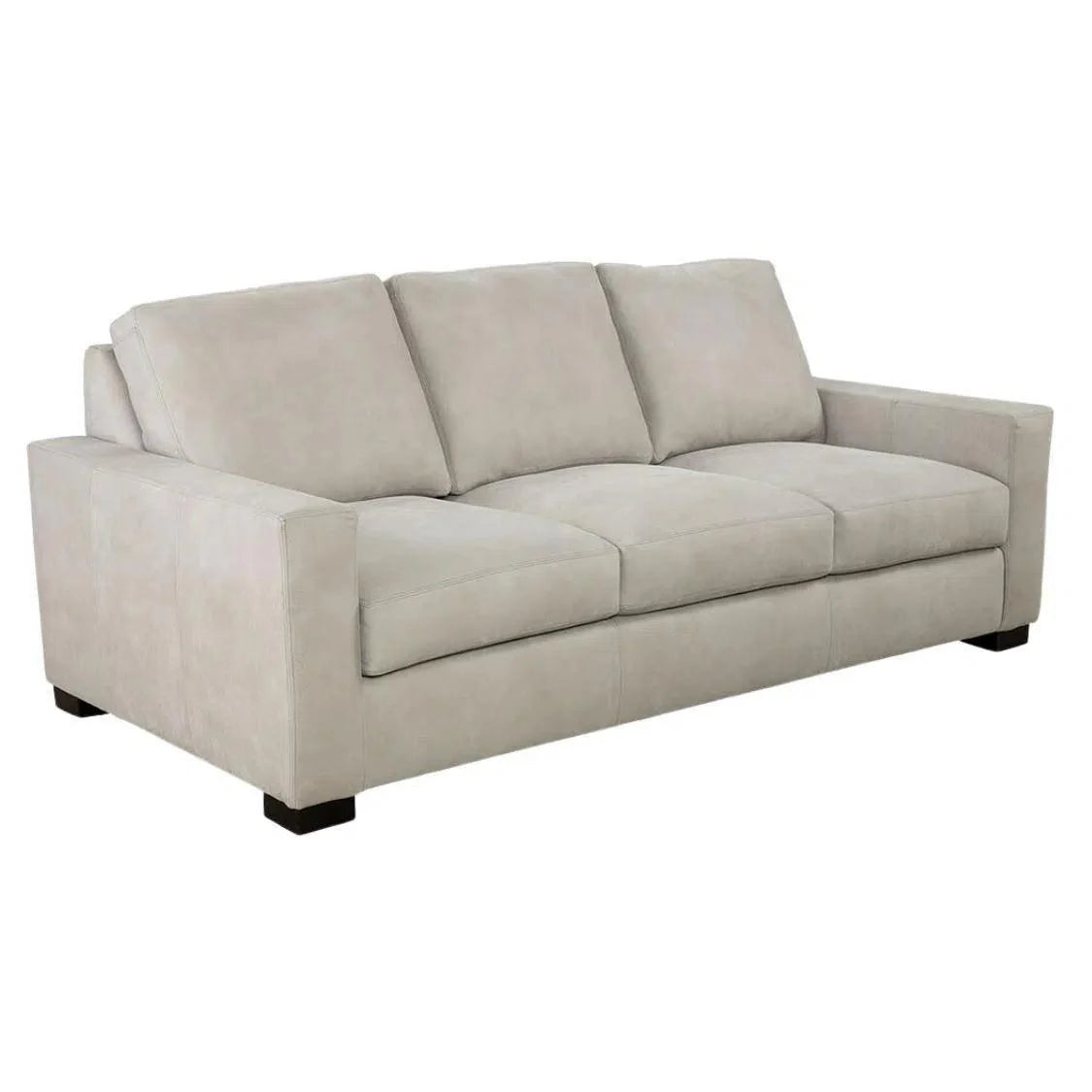 Alabama High Back Leather Sofa Light Gray Made In the USA Sofas & Loveseats LOOMLAN By Uptown Sebastian