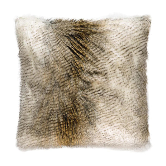 Alaskan Hawk Glam Faux Fur Ivory Large Throw Pillow With Insert Throw Pillows LOOMLAN By D.V. Kap