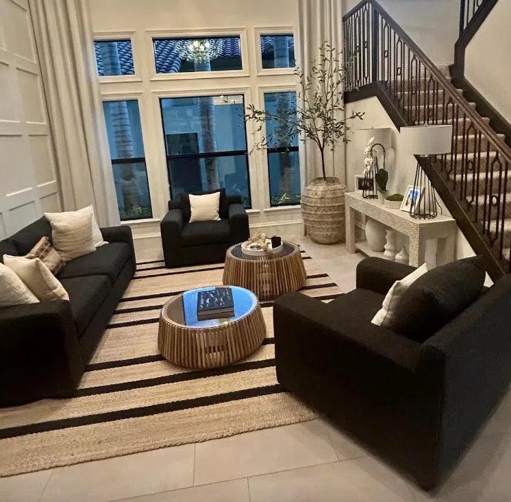 Alder Teak Round Coffee Table Glass Top for Indoor or Outdoor Coffee Tables LOOMLAN By Artesia