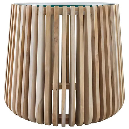 Artesia Alder Teak Round Side Table Glass Top