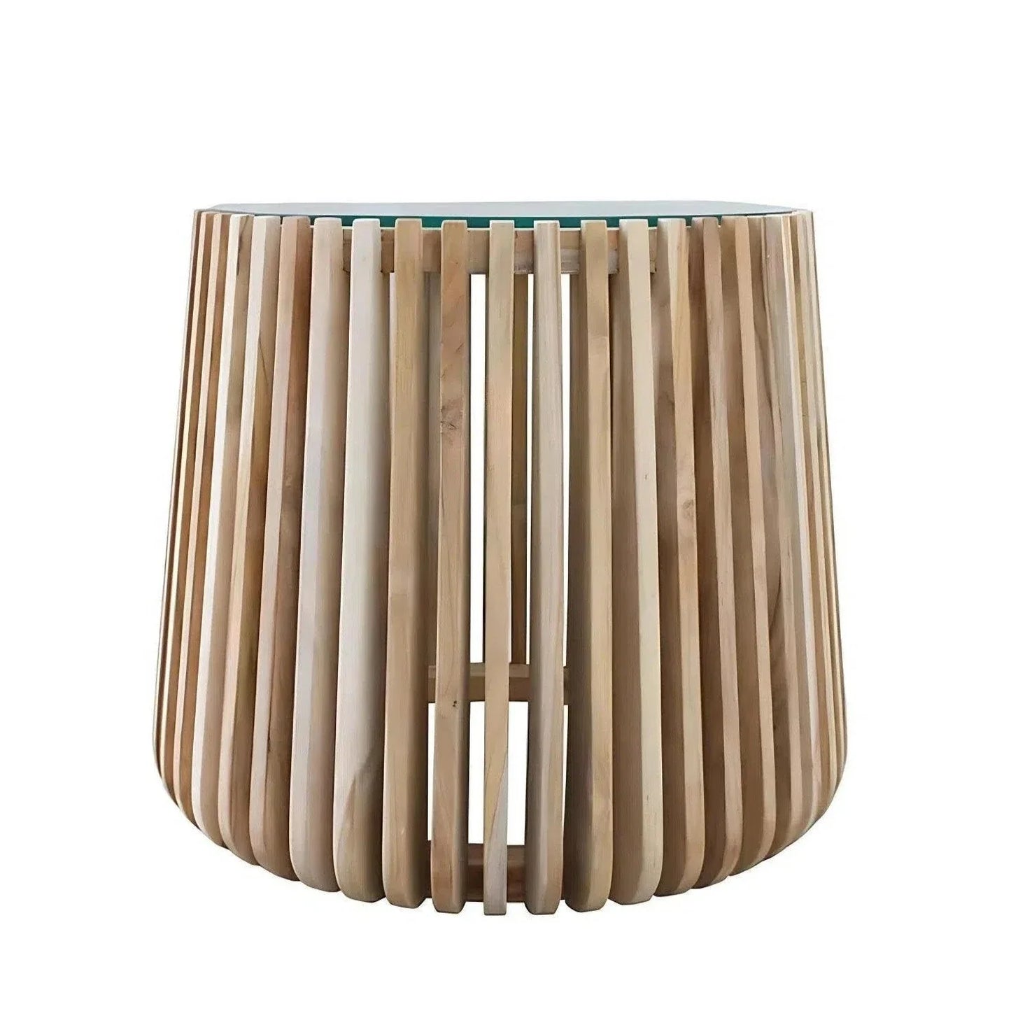 Artesia Alder Teak Round Side Table Glass Top