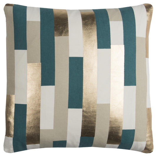 Aldo Gold & Teal Accent Pillow With Down Insert Throw Pillows LOOMLAN By LOOMLAN