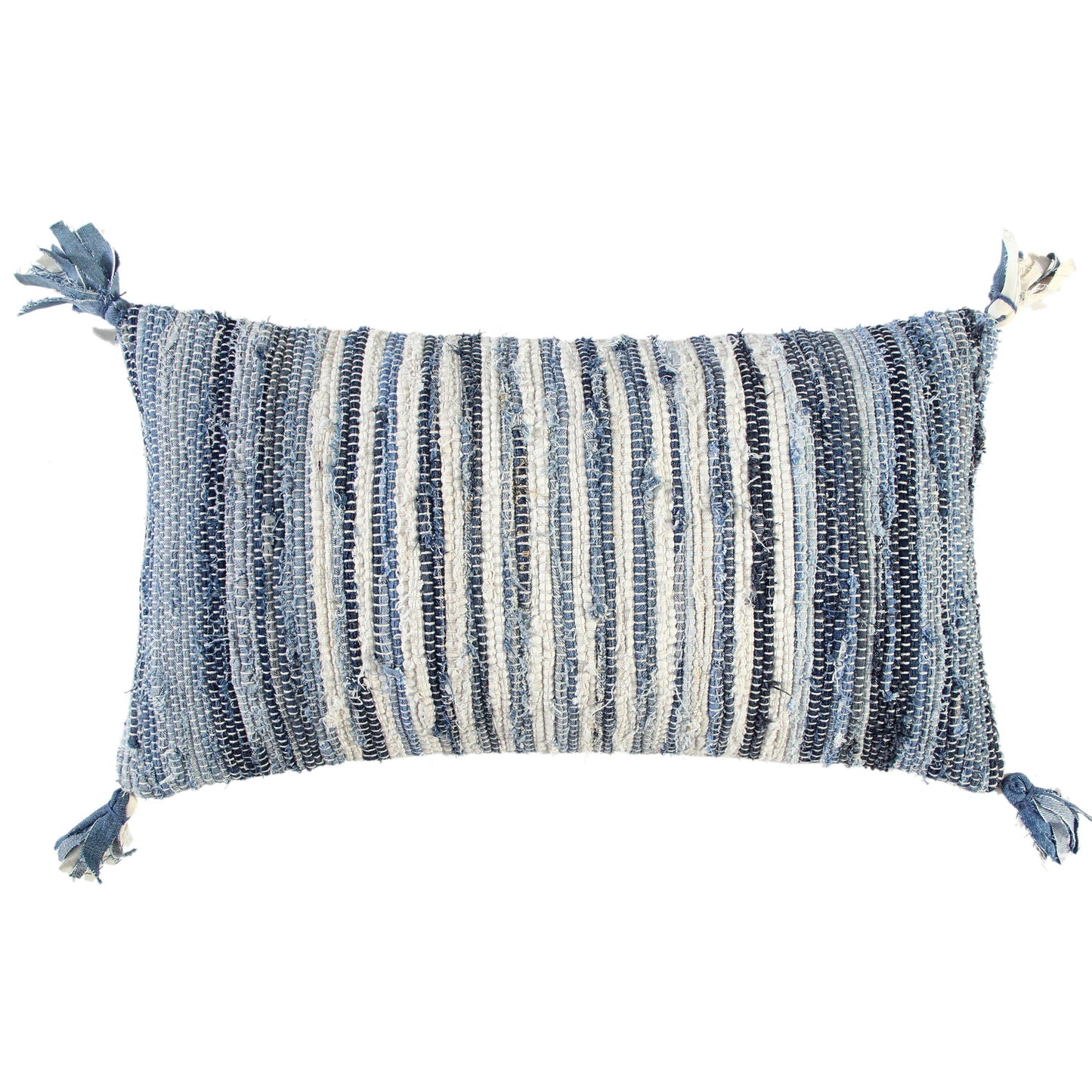 Alee Recycled Denim Blue Lumbar Pillow With Insert Throw Pillows LOOMLAN By LOOMLAN