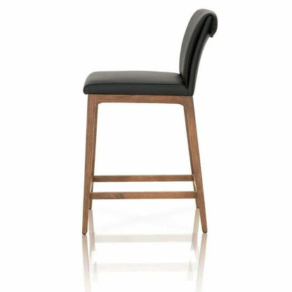 Alex Counter Stool Sable Top Grain Leather Walnut Counter Stools LOOMLAN By Essentials For Living