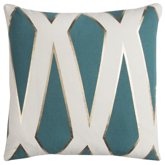 Alfa Gold & Teal Accent Pillow With Down Insert Throw Pillows LOOMLAN By LOOMLAN