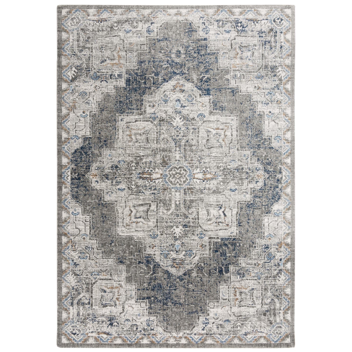 Alma Medallion Dark Gray Large Area Rugs For Living Room Area Rugs LOOMLAN By LOOMLAN