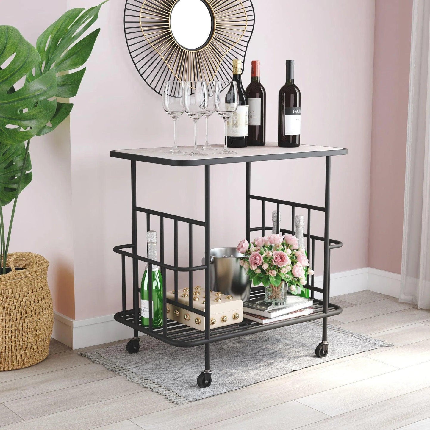 Argus Bar Cart Black Home Bar Carts LOOMLAN By Zuo Modern