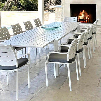 LOOMLAN Athene White Outdoor Extendable Dining Table Set For 12