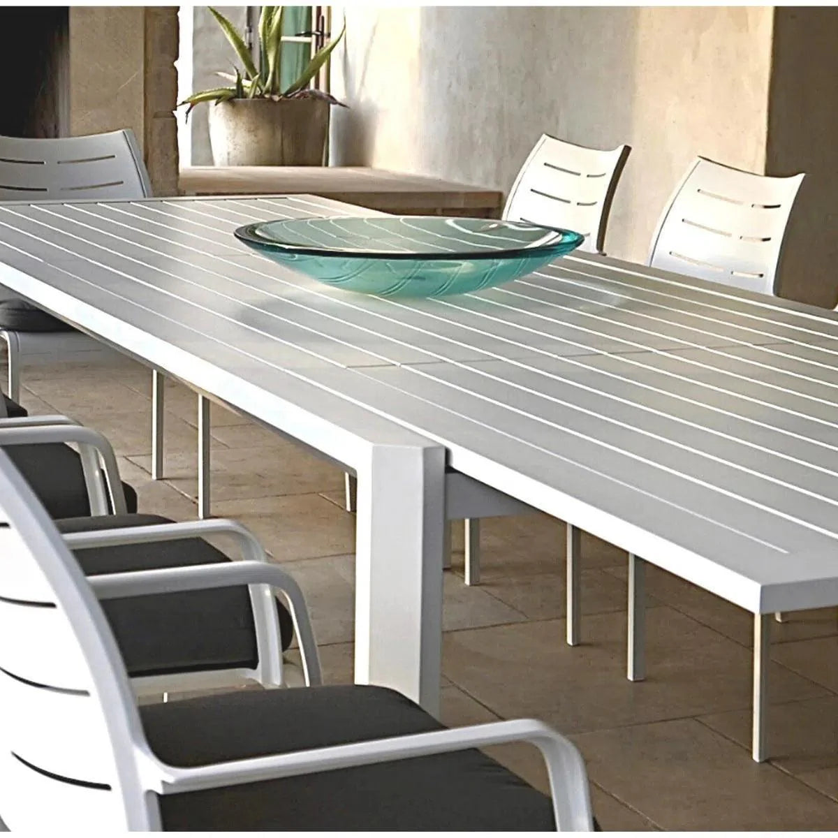 LOOMLAN Athene White Outdoor Extendable Dining Table Set For 12