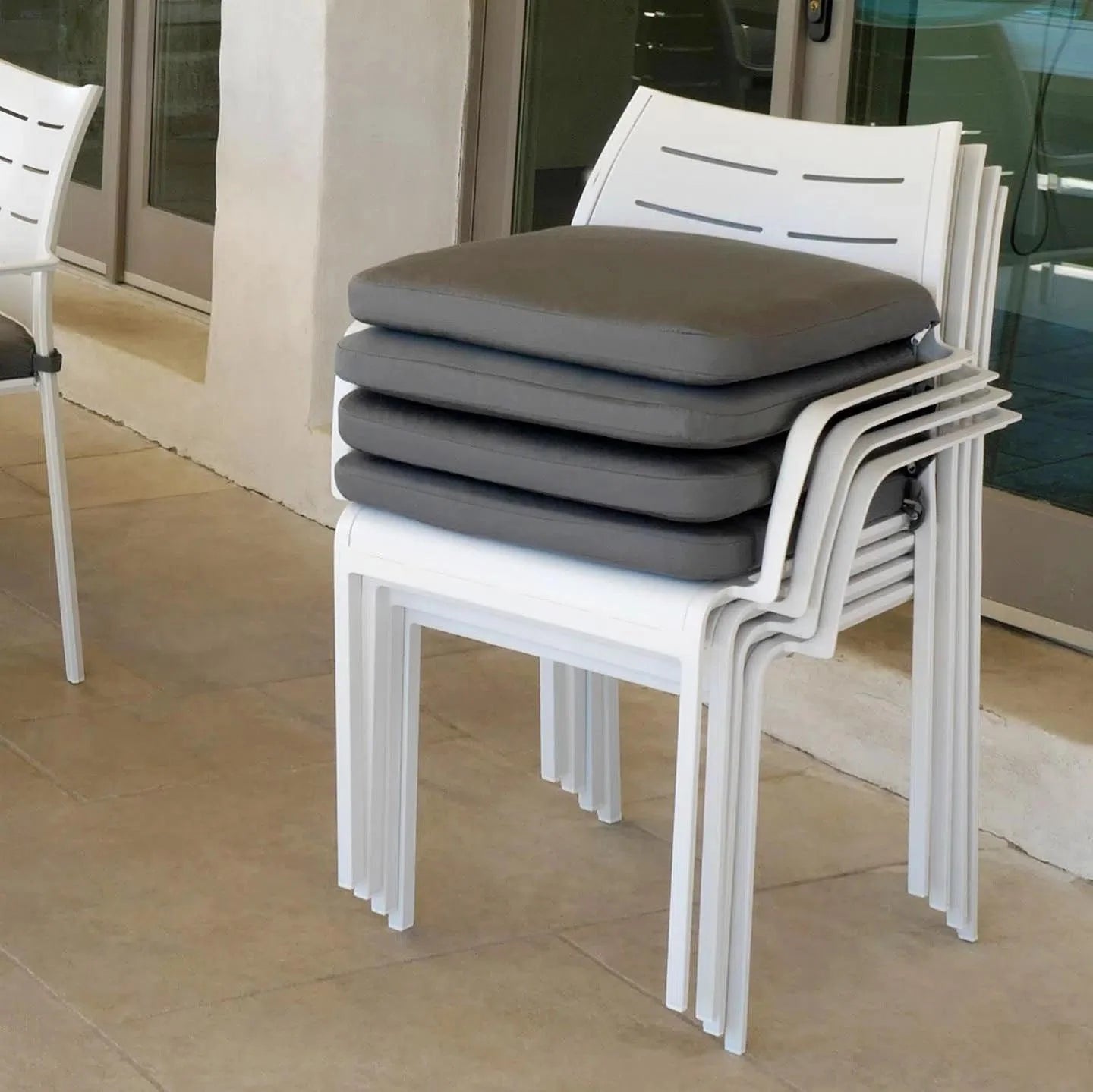 LOOMLAN Athene White Outdoor Extendable Dining Table Set For 12