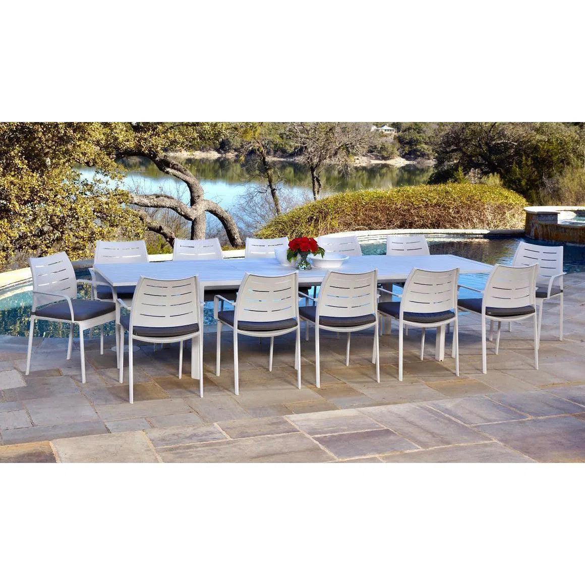 LOOMLAN Athene White Outdoor Extendable Dining Table Set For 12