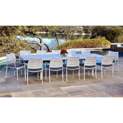 LOOMLAN Athene White Outdoor Extendable Dining Table Set For 12