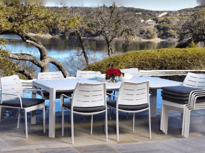 LOOMLAN Athene White Outdoor Extendable Dining Table Set For 12