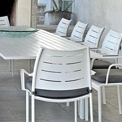 LOOMLAN Athene White Outdoor Extendable Dining Table Set For 12