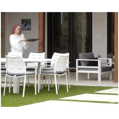 LOOMLAN Athene White Outdoor Extendable Dining Table Set For 12
