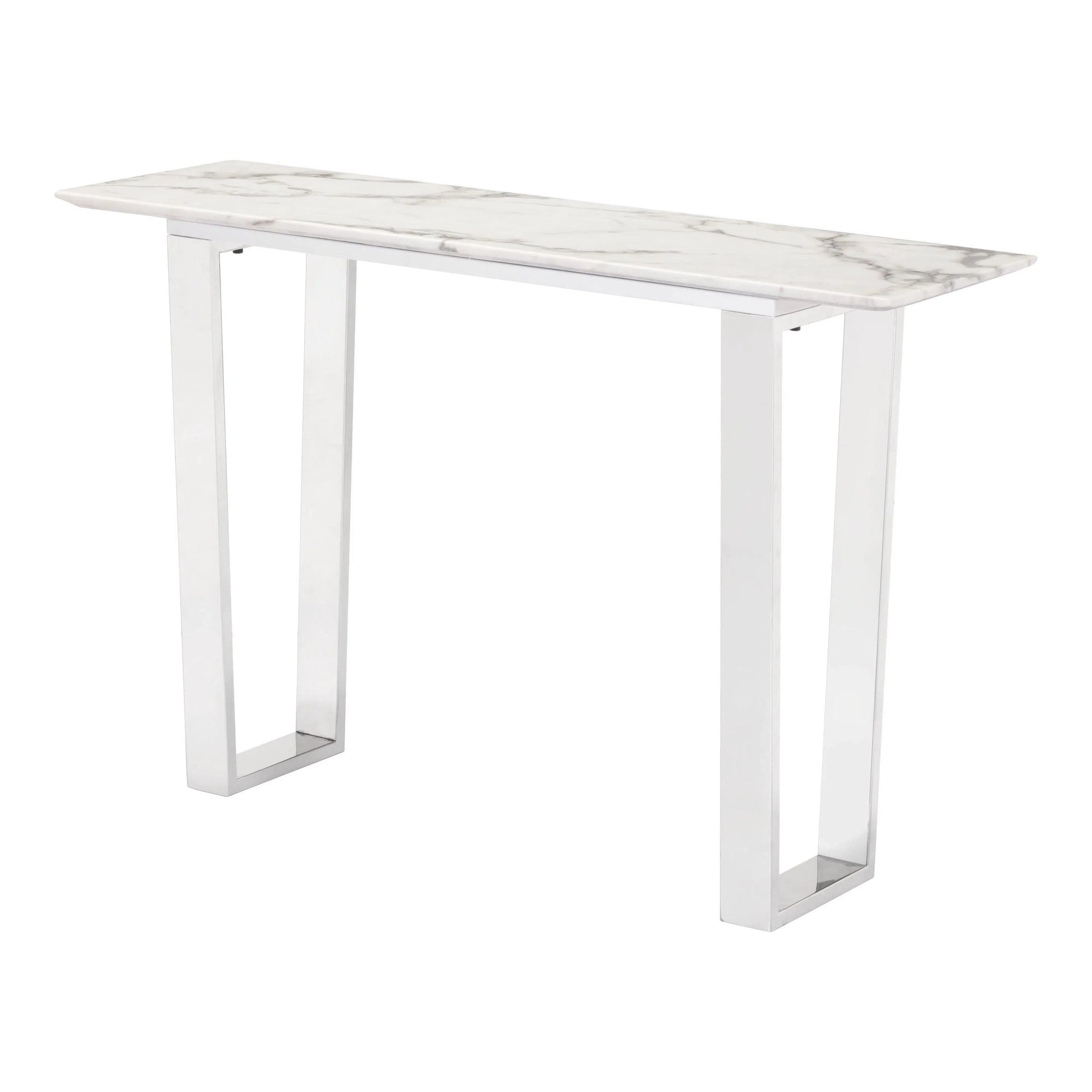 Atlas Console Table White & Silver Console Tables LOOMLAN By Zuo Modern