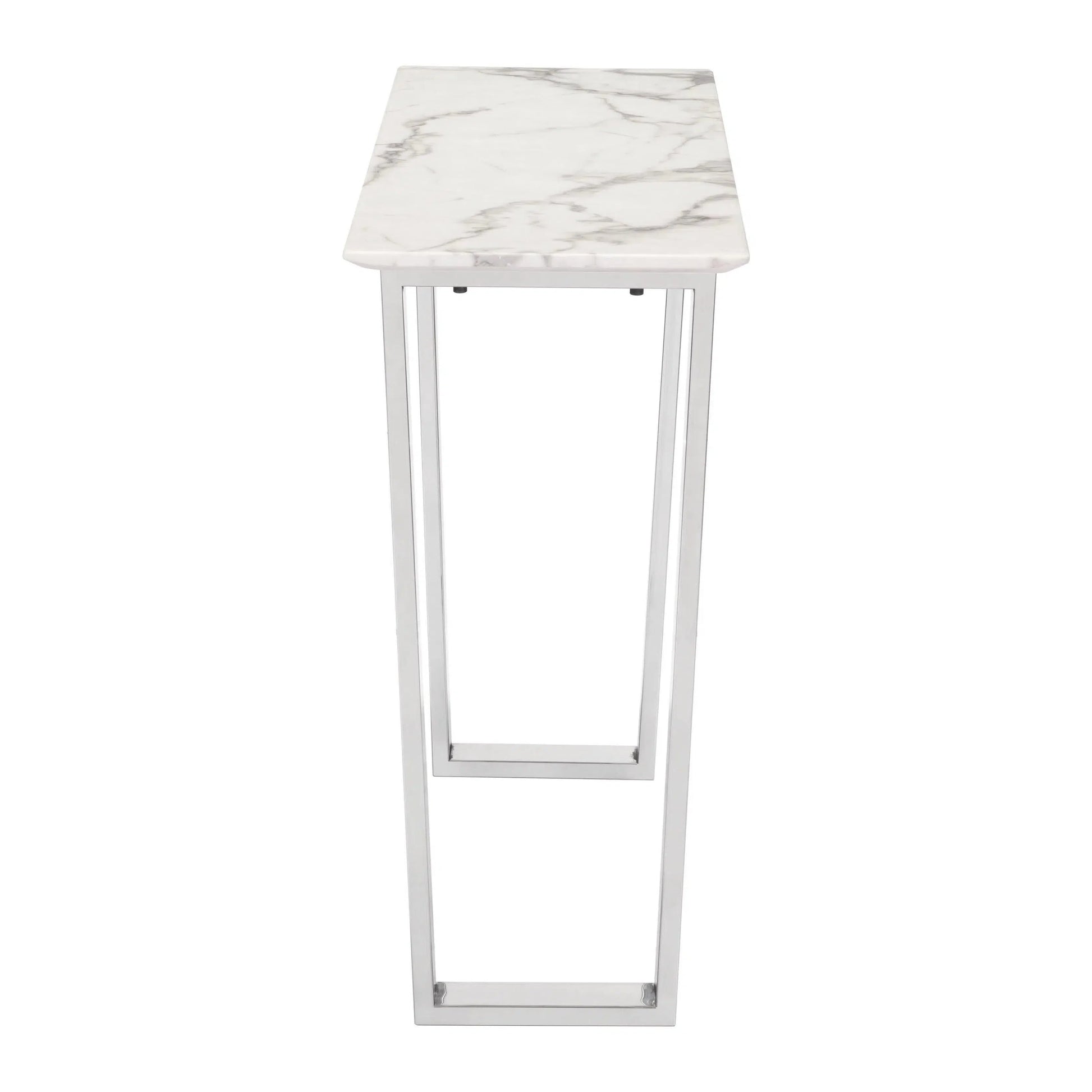 Atlas Console Table White & Silver Console Tables LOOMLAN By Zuo Modern