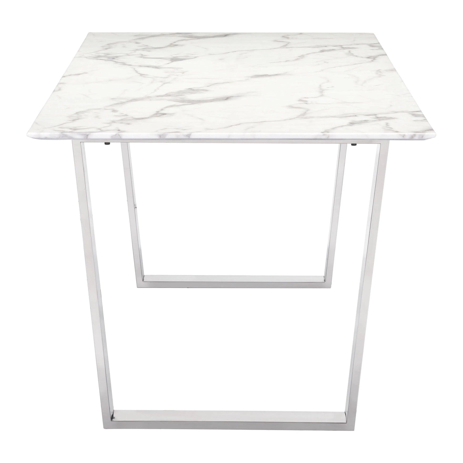 Atlas Dining Table White & Silver Dining Tables LOOMLAN By Zuo Modern