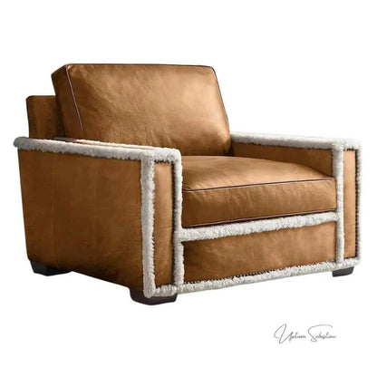 Uptown Sebastian Austin Brown Benchmade Aniline Leather Club Chair